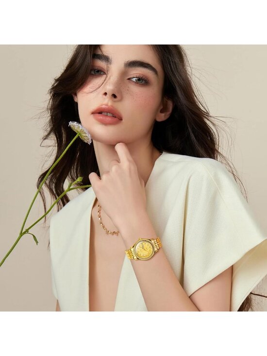 Women\'s Gold Analog Quartz Stainless Steel Waterproof Outfit Luxury Wrist Watch main image 3